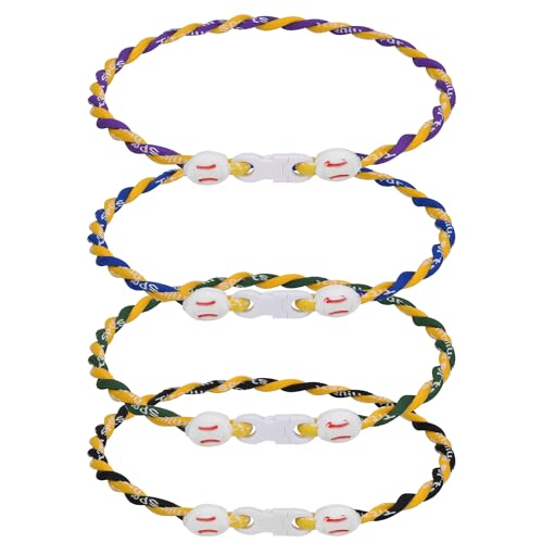 Baseball Necklaces for Boys - 4 Pieces Bright Yellow Style