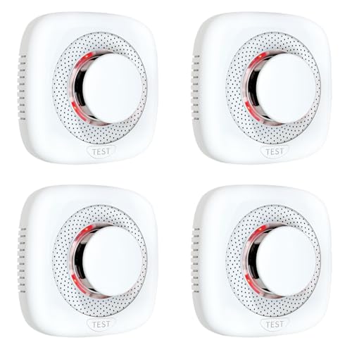 Smoke Detector, Fire Alarms Smoke Detectors, Smoke Alarm Battery Powered, Portable Smoke Detectors with LED Indicator, MY-S05, 4 Packs