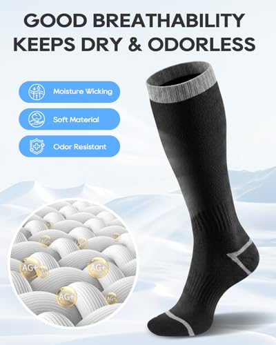 Thermal Knee High Ski Socks - Warm Winter Socks for Hiking and Snowboarding