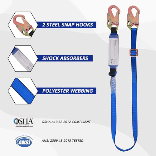 TRSMIMA Safety Harness Fall Protection - Roofing Full Body Construction Lanyard Kit Men Fall Arrest Work Tree Climbing Roofer D-ring ANSI