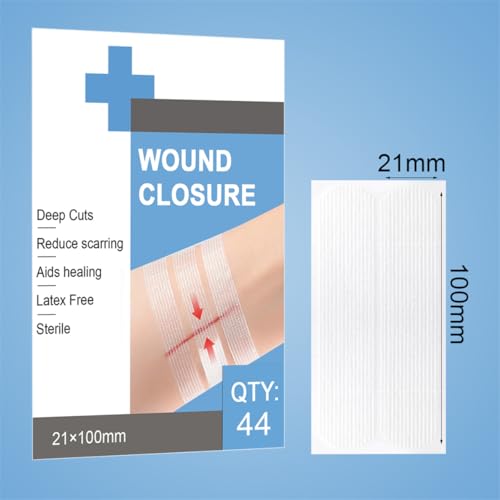 Sterile Wound Closure Strips - 44 Adhesive Skin Closures, 0.8in x 4in