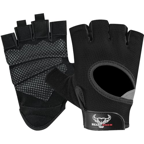 Fingerless Weight Lifting Gloves with Palm Protection - Breathable Gym Gloves for Men & Women