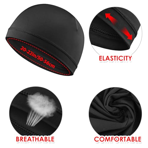 Skull Caps Beanie Hats - 3Pcs Lightweight, Moisture-Wicking, Stretchy - Black, Light Grey, White