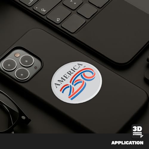 America 250th Anniversary Sticker - 3D White Round Design