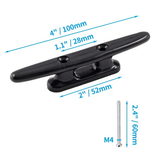 Nylon Boat Dock Cleats - 6 Inch Heavy Duty Marine Rope Tie-Downs - 4 Pack