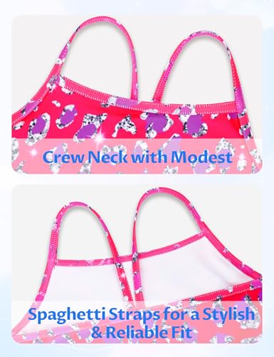 Girls 2 Piece Bathing Suit with Briefs - UPF 50+ Sun Protection, 3-4T Rose Purple