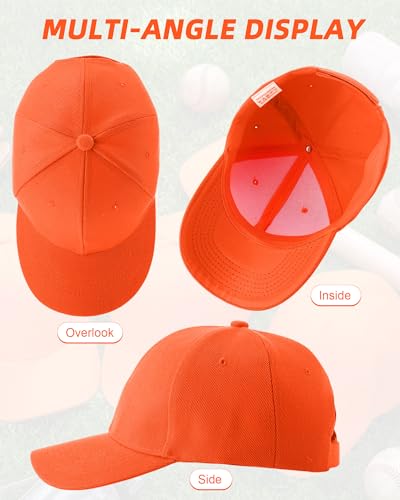 Handepo 24 Bulk Orange Baseball Caps Adjustable – 24 Pack