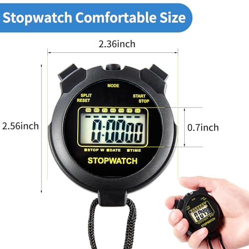 Digital Stopwatch Timer with Large Display - 2 Pack Black