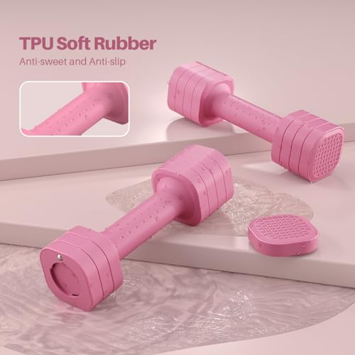Adjustable Dumbbell Set for Women - 4 in 1 Pink Free Weights