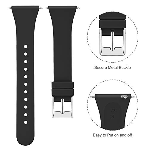 Slim Silicone Bands for Fitbit Versa 2 - 3 Pack Large, Black/Gray/White