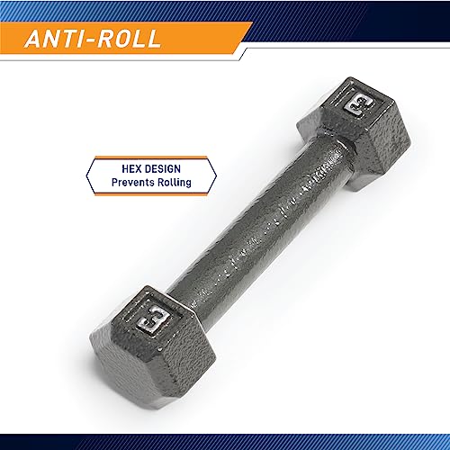 3 lb Cast Iron Hex Dumbbell - Individual Weight for Full Body Workout