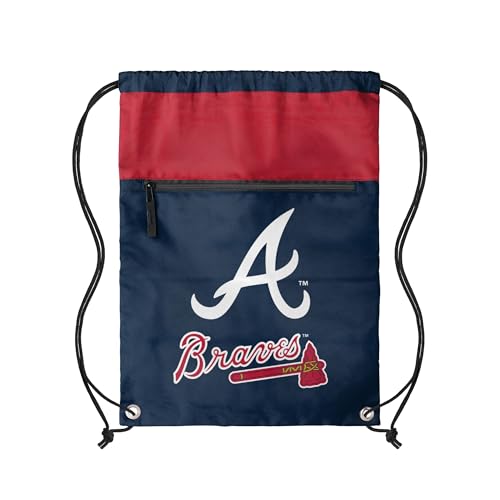 Atlanta Braves Drawstring Backpack with Zippered Pocket - One Size