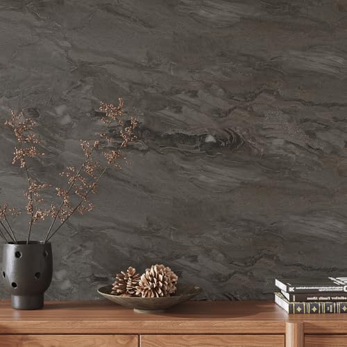 VaryPaper Dark Smoky Brown Marble Contact Paper Waterproof Matte Marble Peel and Stick Wallpaper for Bathroom Kitchen Walls Removable Self Adhesive Granite Vinyl Wrap for Countertops 15.7''x78.7''