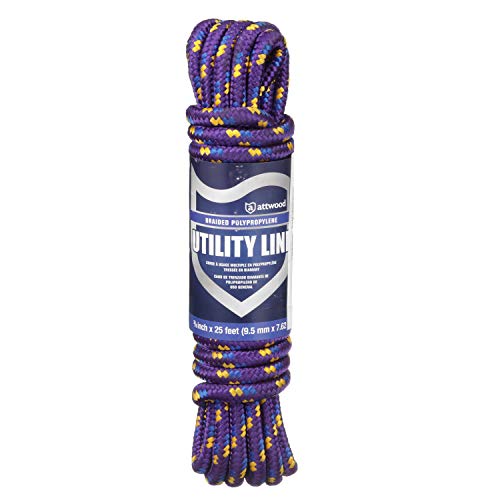 Braided Polypropylene Utility Rope - 3/8 in x 25 ft, Solid Braid