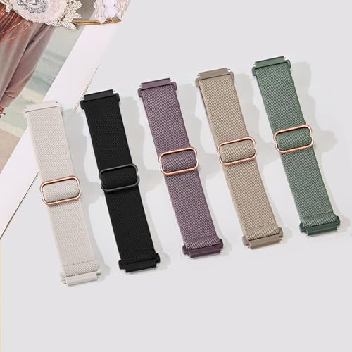 5 Pack Stretchy Watch Bands for Amazfit Bip & GTR Series - Black/Cactus/Starlight/Smoke Violet/Milk Tea
