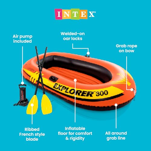 Compact Inflatable Boat for 3 People with Oars & Dual Air Chambers