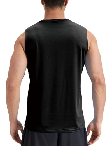 Men's Black X-Large UPF 50+ UV Swim Shirt Tank Top - Sleeveless Water Sports Wear