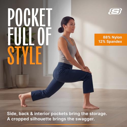 Skechers Go Walk High-Waisted Cropped Athletic Pants for Women – Blue Iris, Large