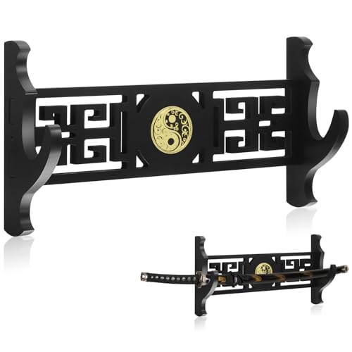 Barydat 14.57 x 7.68 Inch Classic Retro Katana Wall Mount Sword Holder, Samurai Display Rack