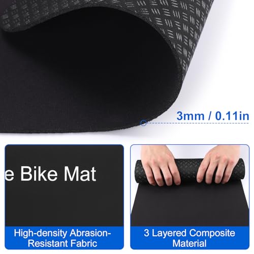 Non-Slip Exercise Bike Mat - 2PCS, 3MM Thickness for Home Gym