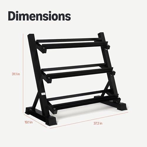 3-Tier Adjustable Dumbbell Weight Rack - Sturdy Steel Stand