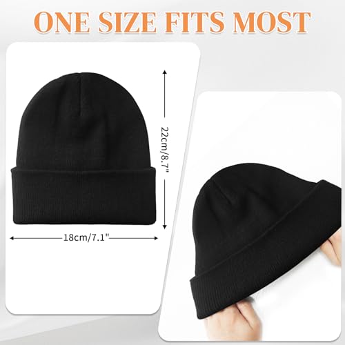 Knit Cuffed Beanie Hat for Winter - Soft & Warm - White