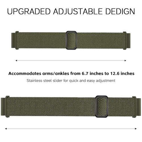 22mm Sport Stretchy Ankle/Arm Band - Army Green, 6.7"-12.6"