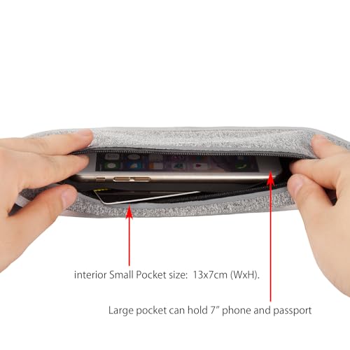Slim Running Waist Belt - Water-Resistant Fanny Pack for 7" Phones - White Grey