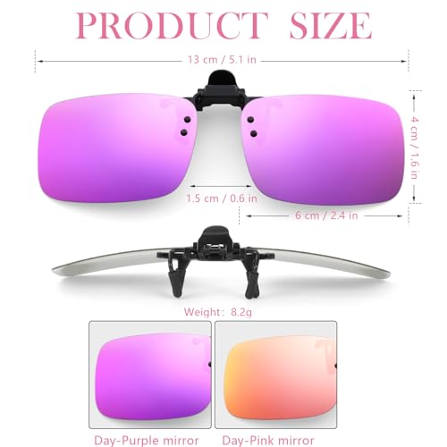 Polarized Clip-On Sunglasses 4 Pack - Fit Over Prescription Glasses - Pink & Purple