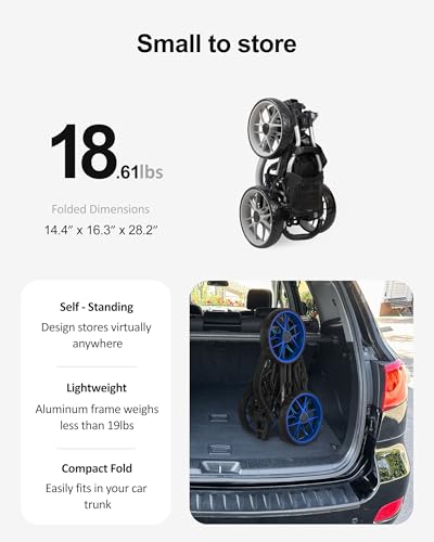 EZ-Fold 3-Wheel Golf Push Cart - Dark Grey