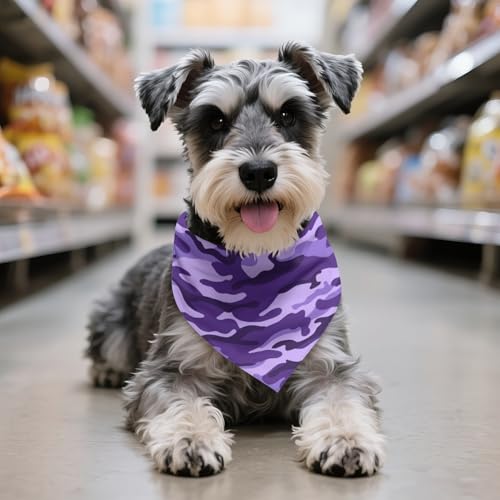 Purple Camo Dog Bandana - Reversible Triangle Scarf for Pets