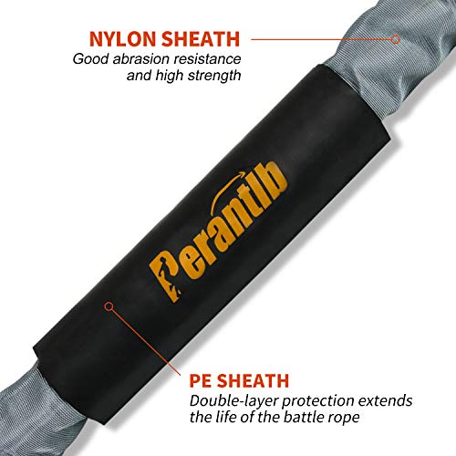 Perantlb Poly Battle Rope with Cloth Sleeve -1.25/1.5/2 Inch Diameter