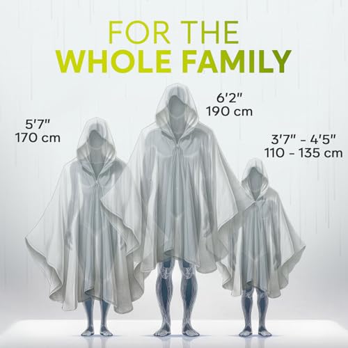 Disposable Rain Ponchos for Adults and Kids - Clear Emergency Rain Gear