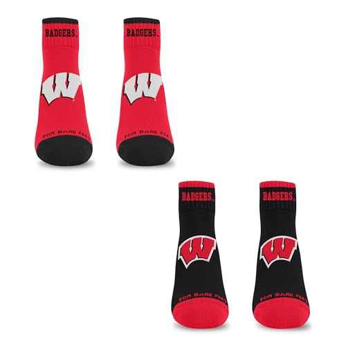 Youth Wisconsin Badgers Ankle Socks - Front and Center 2-Pack