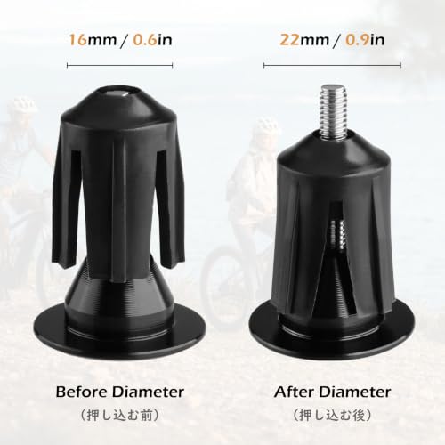 Bicycle Bar End Plugs - Aluminum Handlebar Caps 23.3mm - Black