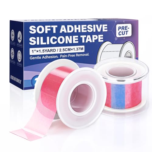 Medical Silicone Tape 1" x 1.5 Yard - Pink, 2 Rolls for Sensitive Skin