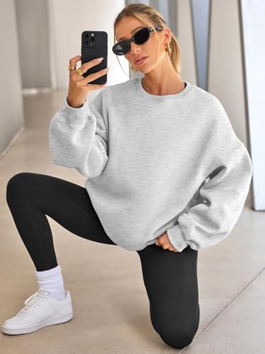 Oversized Fleece Lined Sweatshirt for Women - Medium Grey