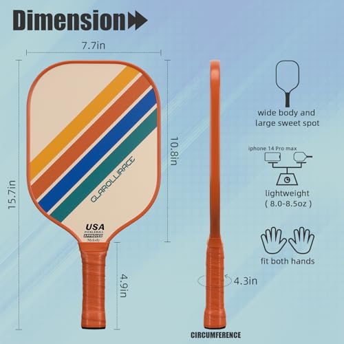 Pickleball Paddles Set of 2 Retro - USAPA Approved, Fiberglass & Honeycomb Core