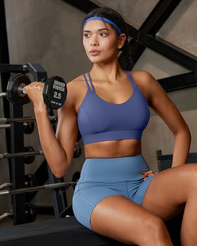 Running Girl Women's Sports Bras Low Impact Padded Crisscross Back with Removable Cups