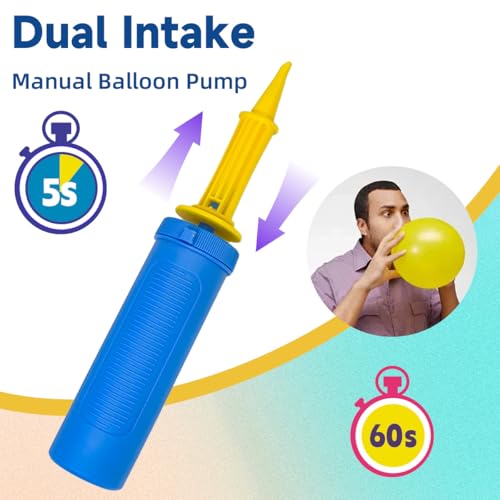 Dual-Action Handheld Balloon Pump - Portable Manual Inflator - Blue