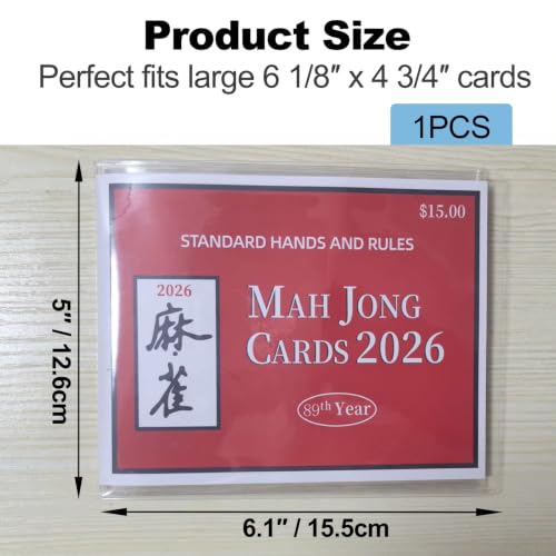 Large Mahjong Card Holder Sleeve - 2026 PVC Cover - 1 Pack
