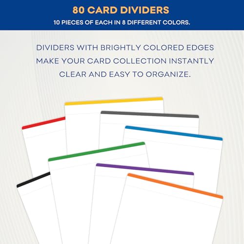 Card Dividers for Trading Cards - 80 Pack with Color Tabs