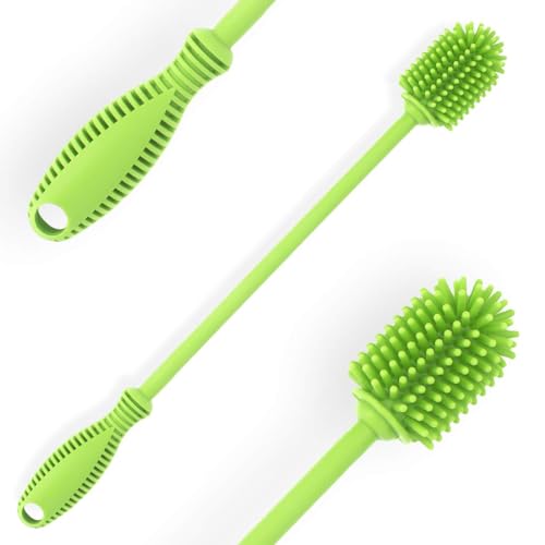 Silicone Bottle Brush Cleaner with Long Handle - Green