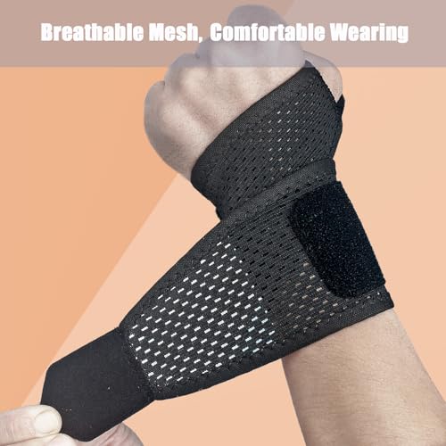 Ultra-Thin Black Mesh Wrist Brace - Breathable Compression Support - 2 Pack