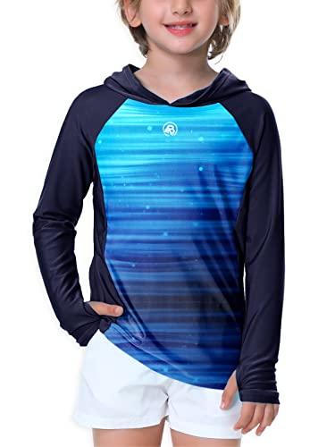 Kids Long Sleeve Hoodie Rash Guard - UPF 50+ Swim Top 11-12 Years Gradient Navy