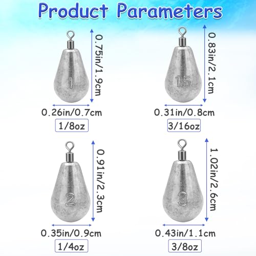 Long Casting Swivel Bell Sinkers - 1/8oz, 10pcs Fishing Weights