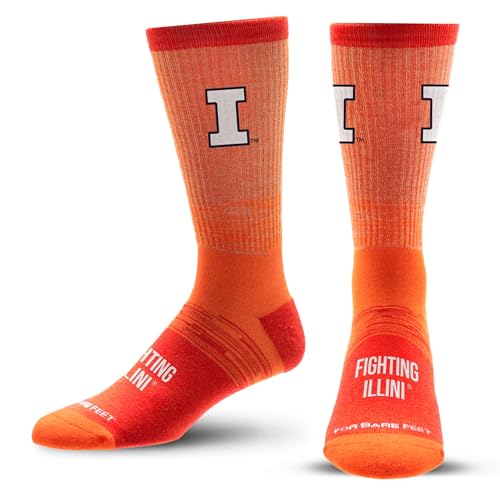 For Bare Feet NCAA Illinois Fighting Illini Crew Socks - Large