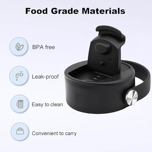 Wide Mouth Flip Lid with Handle for 12-64oz Water Bottles - Black