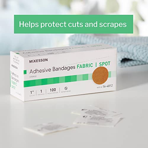 Sterile Fabric Adhesive Spot Bandages - 1-Inch Tan, 100 Count