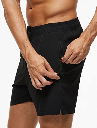 SILKWORLD Men's Quick Dry Swim Trunks Beach Shorts with Pockets Large / MQ18_zip_black